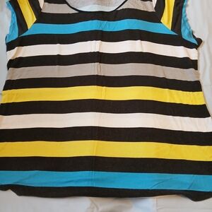 Worthington Multicolor Striped Short Sleeve Top